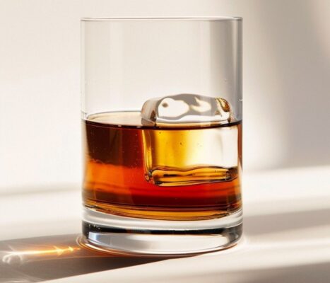Whisky med clear icecubes også kaldet klar isterning